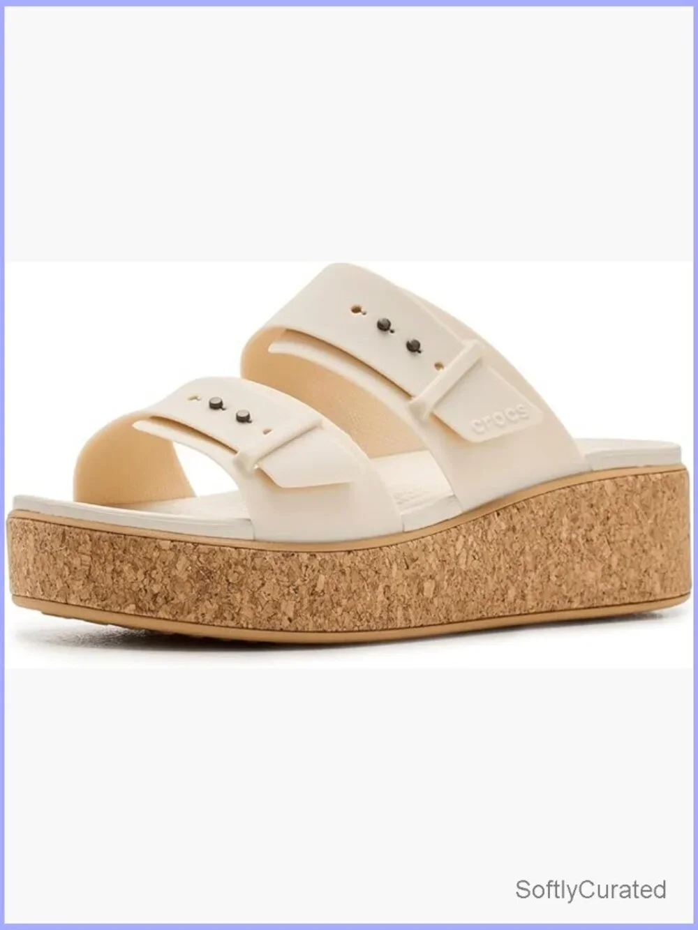 Wedge Sandals with Cork Platform and Buckle Closure